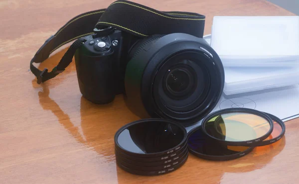Unbekannte Marke Umgebaute Kamera Für Infrarot Fotografie Mit Linsenfilter Verschiedener — Stockfoto