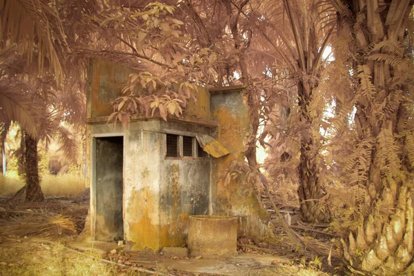 Infrared Image Nostalgic Outdoor Asian Rural Bathroom — Stock Photo, Image