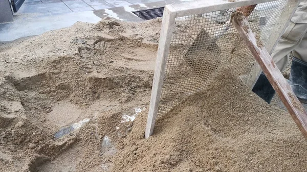 Конструкция Деревянного Сеятеля Рамы Мелкого Песка — стоковое фото