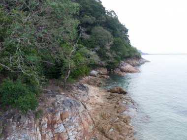 Hava manzarası kıyı şeridine bakıyor.