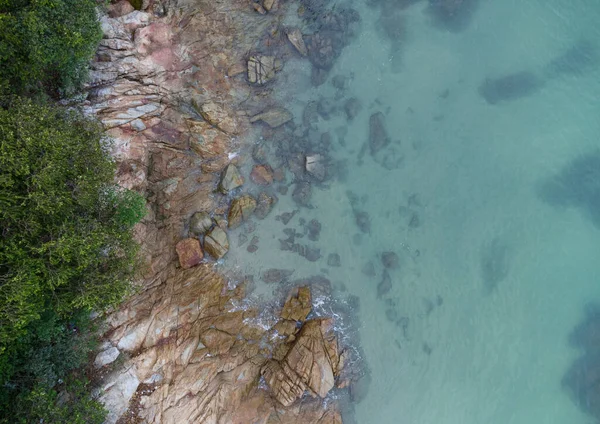 Aerial View Looking Shoreline — Stok fotoğraf