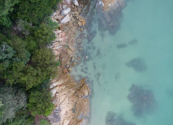 Aerial View Looking Shoreline — 스톡 사진