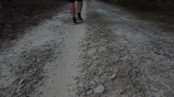 Walking Alone Rough Gravel Rural Road — Αρχείο Βίντεο