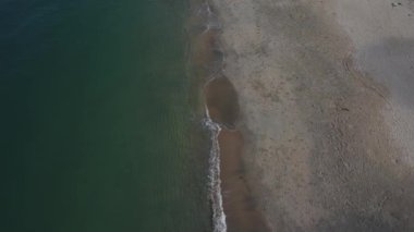 looking down from sky down below the shoreline.