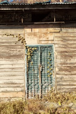 Çiftlikteki terk edilmiş ve izole edilmiş ahşap evin kızılötesi görüntüsü..