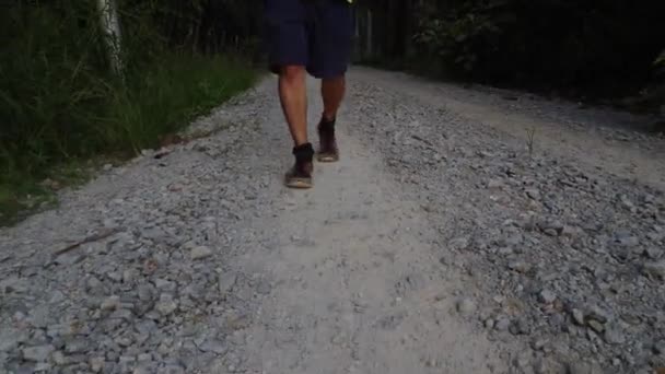 Walking Alone Rough Gravel Rural Road — Wideo stockowe