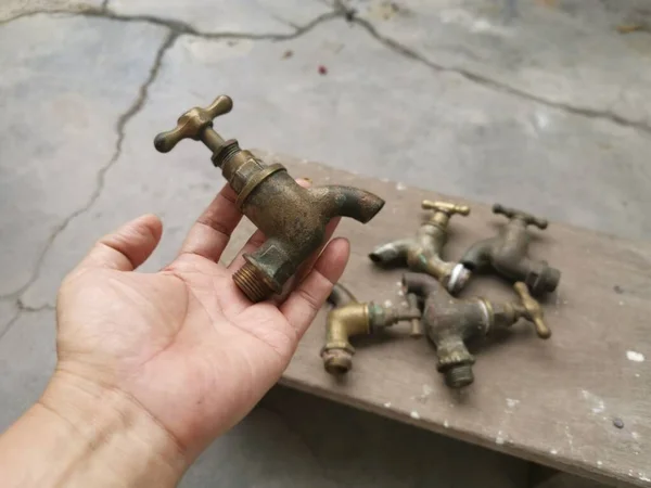 Couple Antique Brass Faucets — Stockfoto