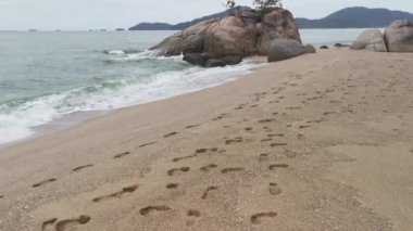 sea waves crashing onto the sandy or rocky beach.