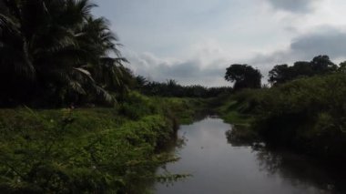early morning or dark environment at the irrigation river 