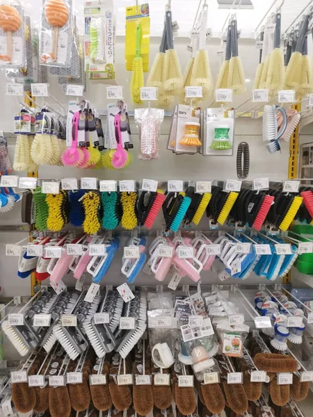 Perak Malaysia August 2022 Variety Domestic Scrub Brushes Hanging Shelves — Photo