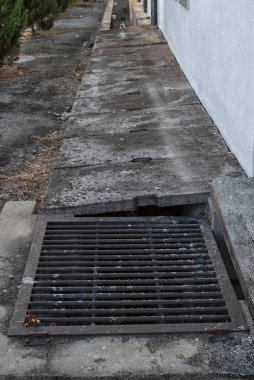 outdoor concrete drainage system at the residence houses.