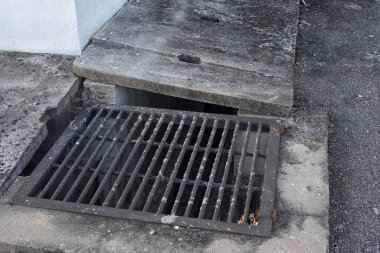 outdoor concrete drainage system at the residence houses.