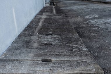 outdoor concrete drainage system at the residence houses.