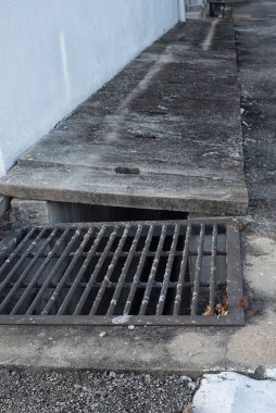 outdoor concrete drainage system at the residence houses.