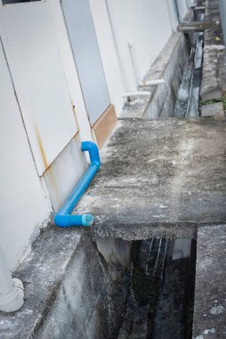 outdoor concrete drainage system at the residence houses.