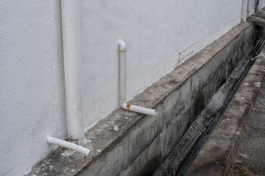 outdoor concrete drainage system at the residence houses.