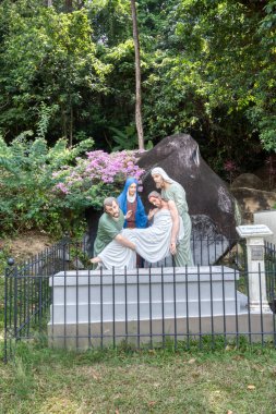 Penang,Malaysia. August 10,2022: The Bible story depicting the life of Jesus in statues sculpture found around the vicinity of Minor Basiclica of St Anne's church, Bukit Mertajam.