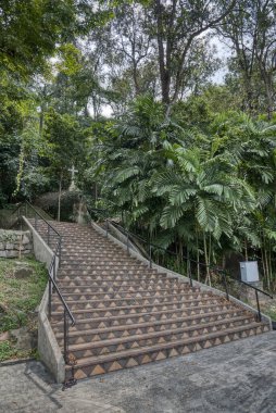 Penang,Malaysia. August 10,2022: Outdoor vicinity scene of the Roman Catholic church building landscape at Minor Basiclica of St Anne's church, Bukit Mertajam. 