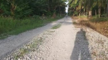 footage of the forward motion movement in the rural countryside road pathway.
