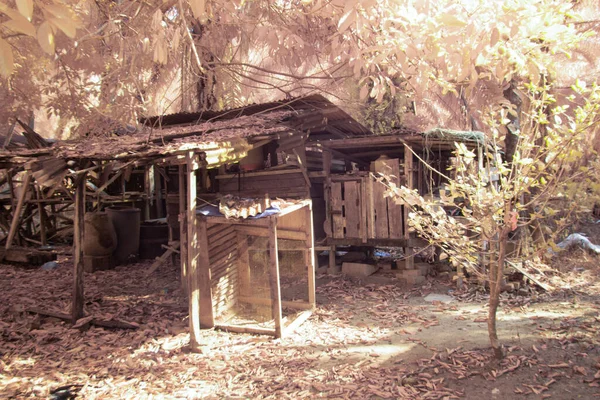 农村破旧住宅农场的红外图像场景 — 图库照片