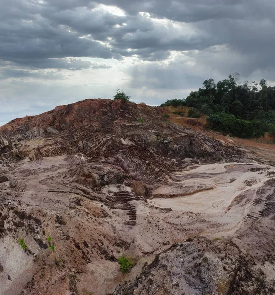 Aerial Scene Land Erosion Due Deforestation Earth Mining — Stock Photo, Image