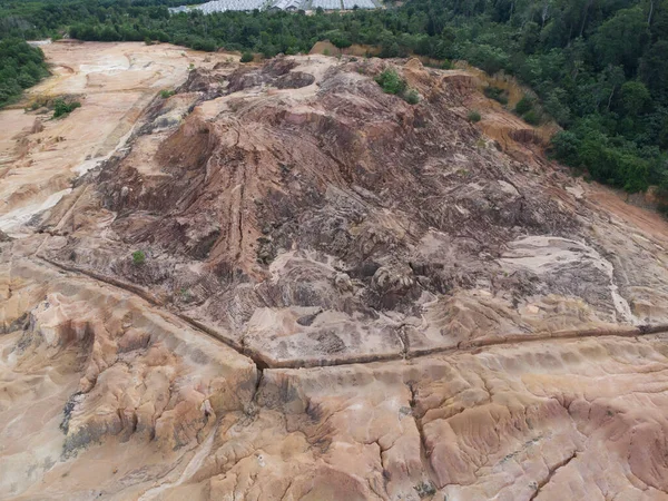 Scena Aerea Dell Erosione Del Terreno Causa Della Deforestazione Delle — Foto Stock