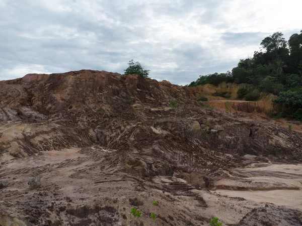 Scena Aerea Dell Erosione Del Terreno Causa Della Deforestazione Delle — Foto Stock