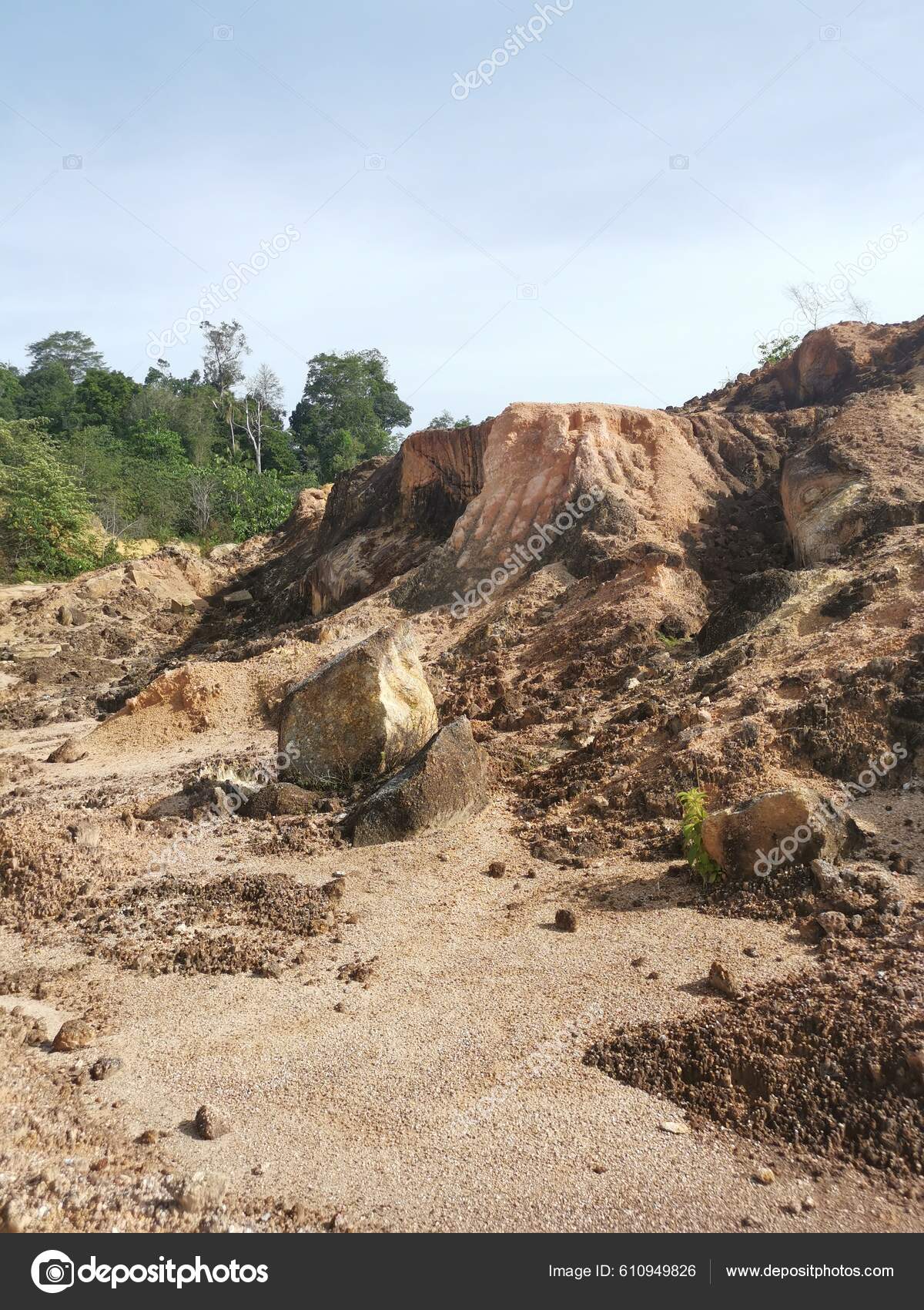 Barren Land Due Erosion Deforestation Stock Photo by ©sweemingyoung