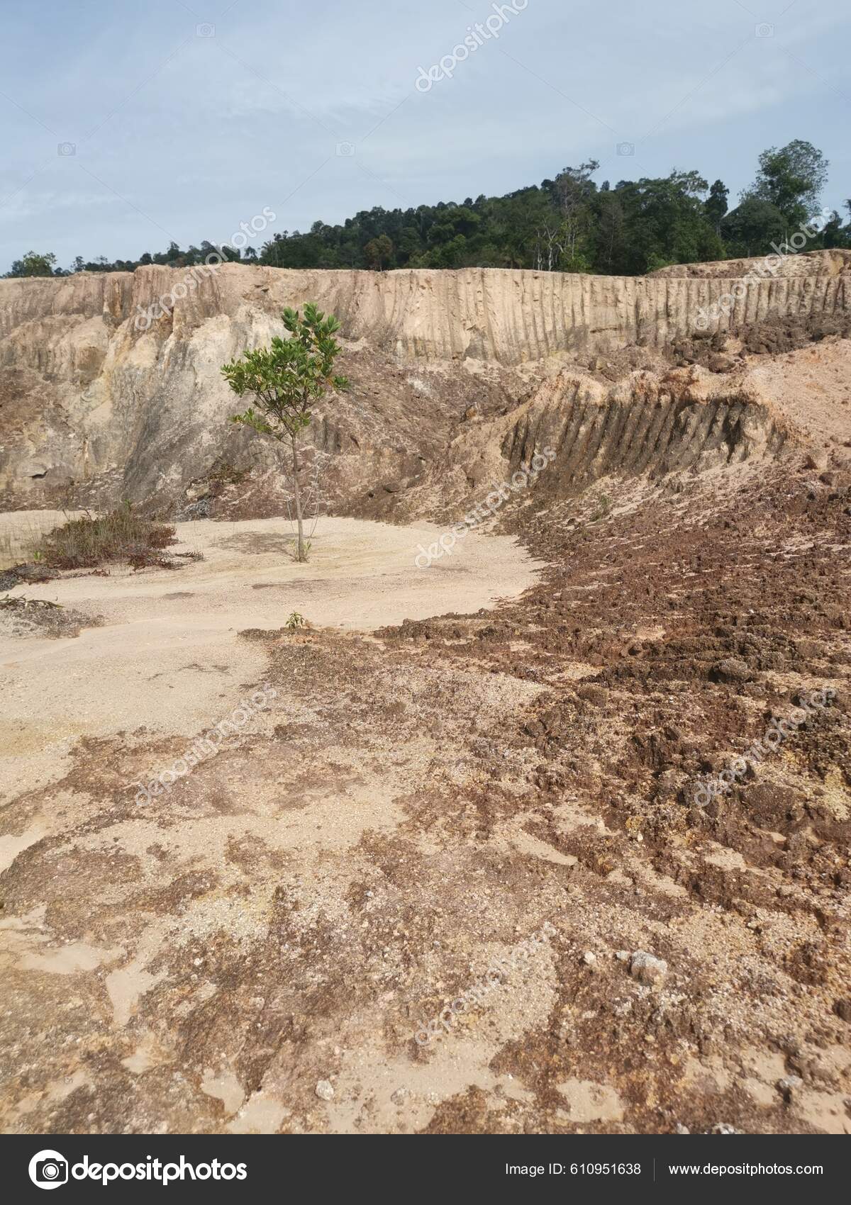 Barren Land Due Erosion Deforestation Stock Photo by ©sweemingyoung