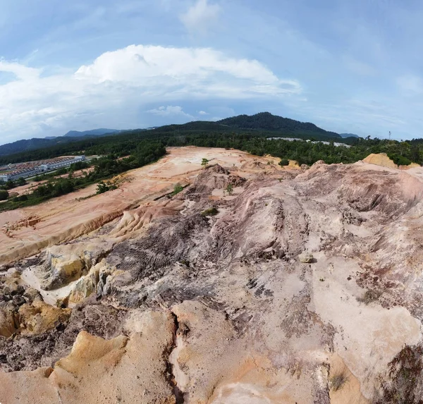 Aerial Scene Barren Land Due Soil Mining Activity — Stock Photo, Image