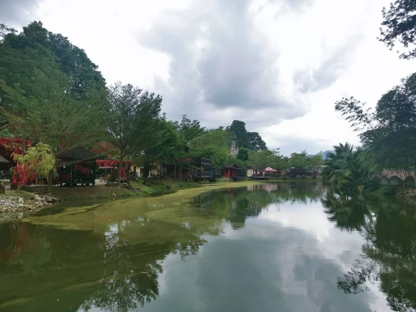 Perak Malaysia September 2022 Beautiful Greenery Scene Wooden Houses Built — Stock Photo, Image