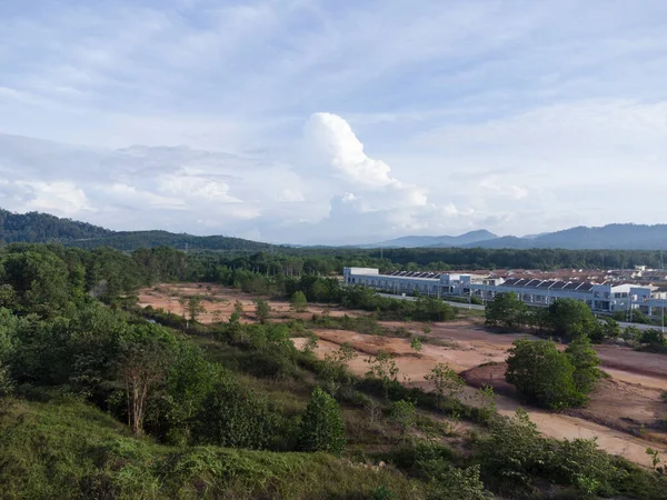 Luchtfoto Van Patches Van Woningbouw Het Platteland — Stockfoto