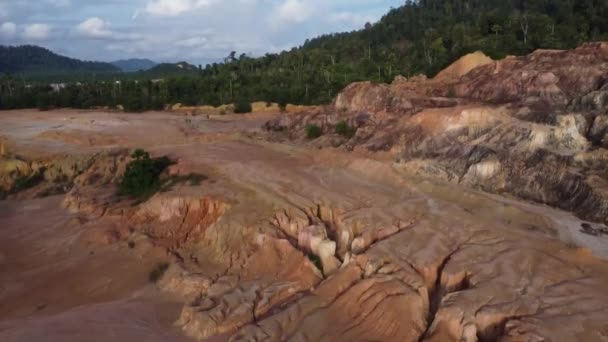 Scena Peisajului Carierei Aeriene Din Cauza Eroziunii Solului — Videoclip de stoc