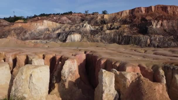 Aerial Quarry Surface Landscape Footage Scene Due Soil Erosion — Stock Video