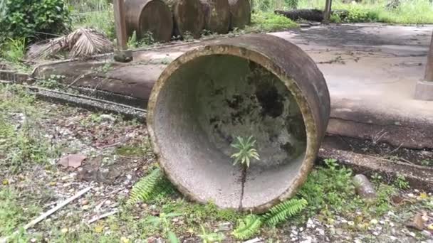 Ongewenste Overgebleven Cilindervormige Betonnen Put Boerderij — Stockvideo