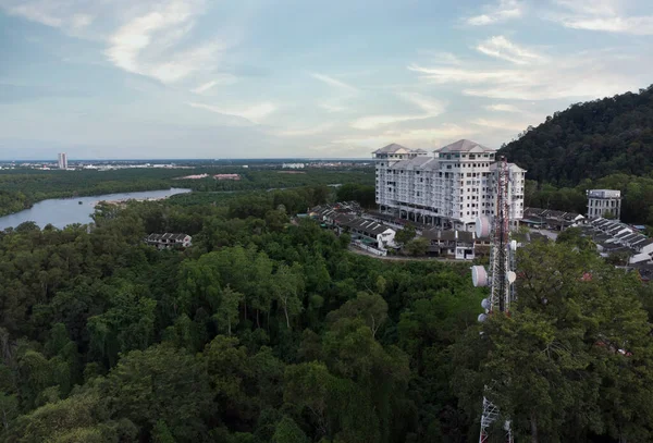 Afstand Luchtfoto Van Kuststad — Stockfoto