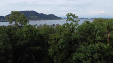 Kıyı kasabasının hava manzarası. 