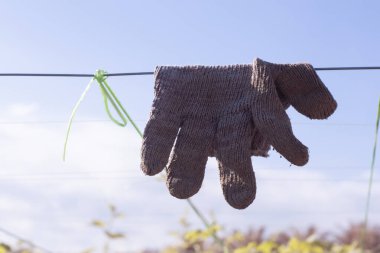 Açık alan çizgisindeki giysilerin kurumasının kızılötesi görüntüsü.