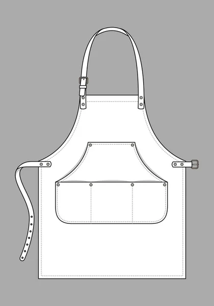 White Apron Multi Pocket Belt Strap Design Gray Background Vector — стоковий вектор