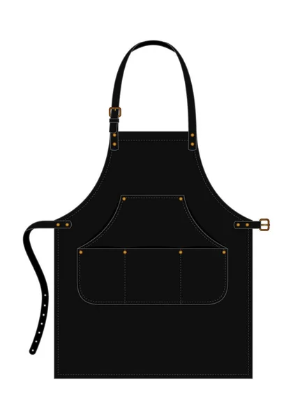 Beyaz Arkaplanda Siyah Önlük Çoklu Cep ve Kemer Kayışı Tasarımı, Vektör Dosyası