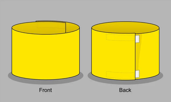 Blank Yellow Armband Captain Template Gray Background Front Back View — Stock Vector