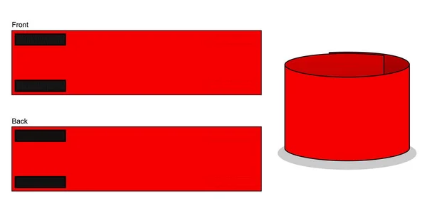 Beyaz Arkaplanda Boş Kırmızı Kol Bantlı Desen Şablonu. Ön ve Arka Görünüm, Vektör Dosyası.