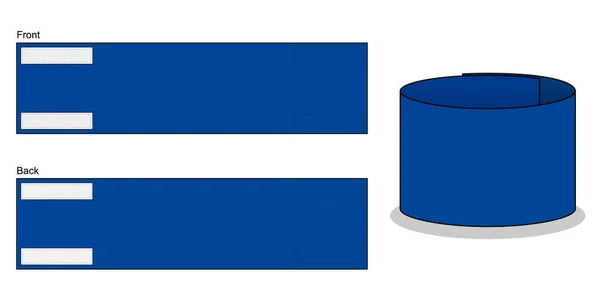 Boş Mavi Kol bandı Kaptan Model Beyaz Arkaplan Şablonu. Ön ve Arka Görünüm, Vektör Dosyası.