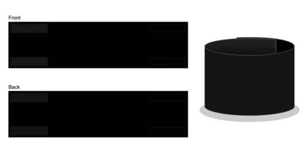 Beyaz Arkaplanda Boş Siyah Kol Bantlı Desen Şablonu. Ön ve Arka Görünüm, Vektör Dosyası.