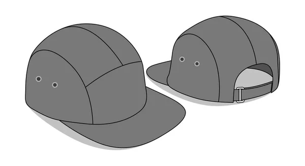 灰色5面板帽 白底平边帽模板 矢量文件 — 图库矢量图片