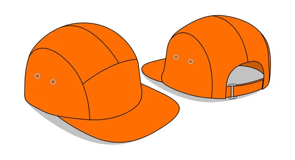 Orange Panel Cap Dengan Rapat Brim Cap Template Pada Latar - Stok Vektor