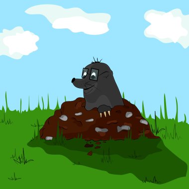 Köstebek köstebek yuvası üzerinde