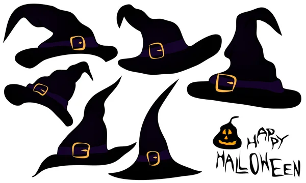 A set of witches hats — Stock Vector