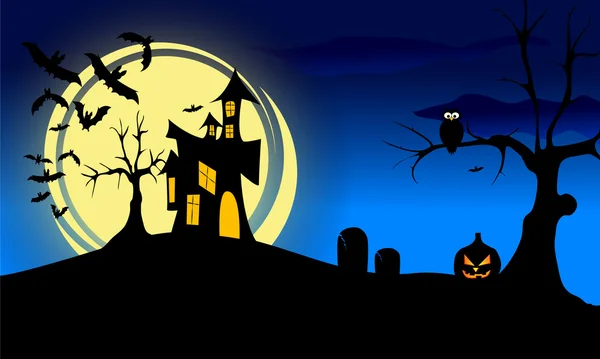 Halloween-Nacht in der Landschaft — Stockvektor