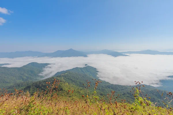 Berg ten noorden van thailand met bewolkte blauwe hemel — Stockfoto